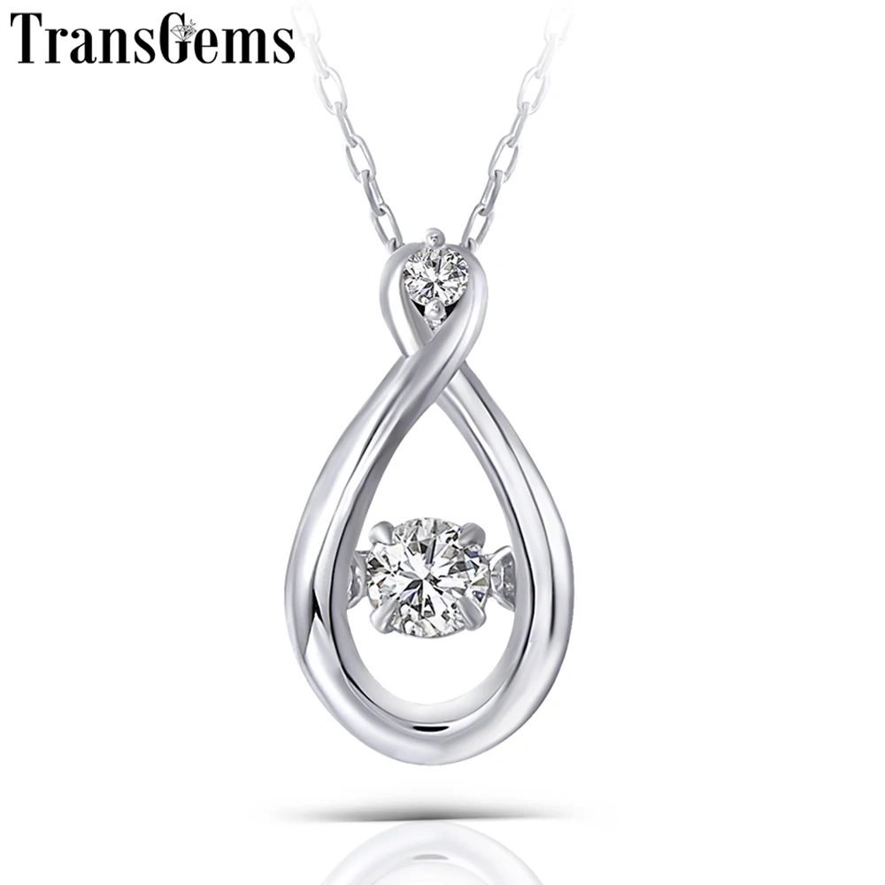 Подвеска для танцев Transgems однотонный моиссанит из белого золота 14 к 585 0 1ct 3 мм F