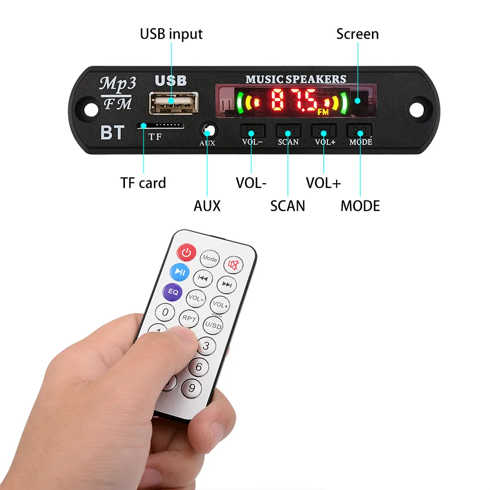 AIYIMA 12 в Bluetooth MP3 декодер цветной экран музыкальный плеер плата USB TF FM радио AUX для