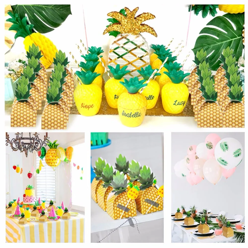 OurWarm 24 шт тропический Luau коробка конфеты ананас Дети День Рождения Вечеринка тема