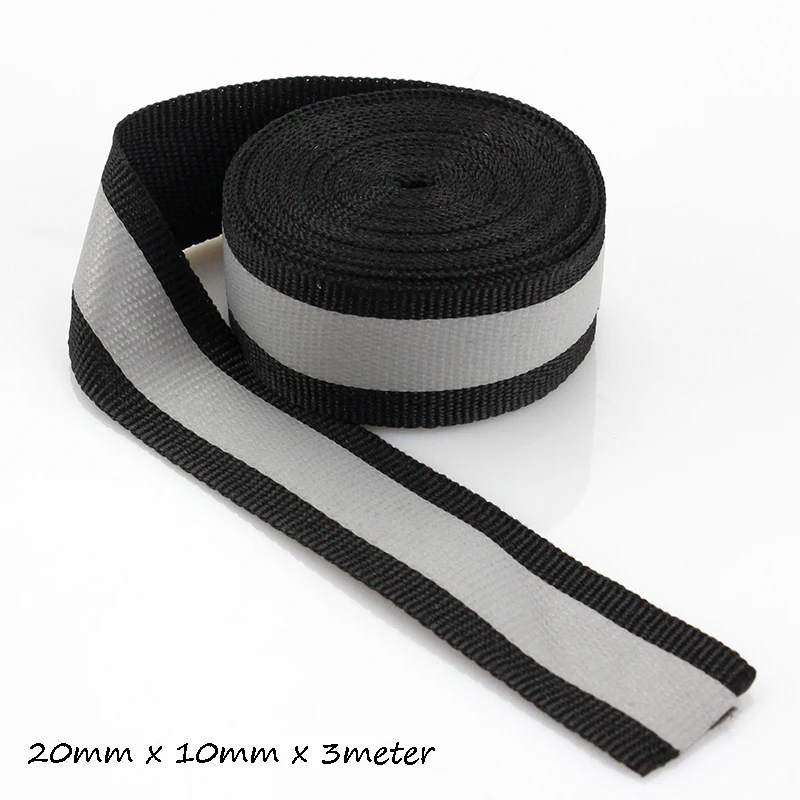 (3 м/лот) черная Светоотражающая тканевая лента светоотражающая тесьма для