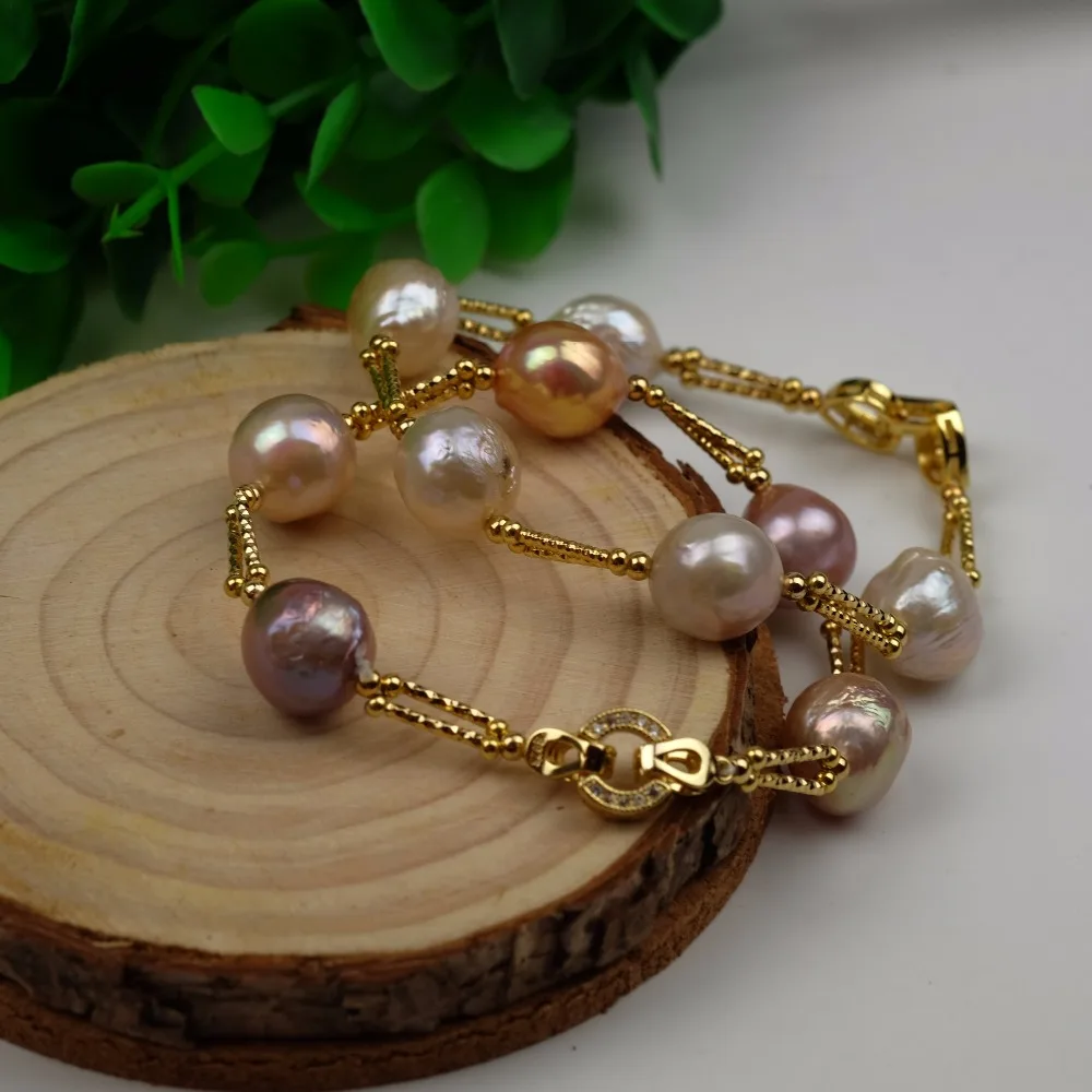 2018 г. Очаровательная Уникальный браслет естественный пресноводный жемчуг Стекло