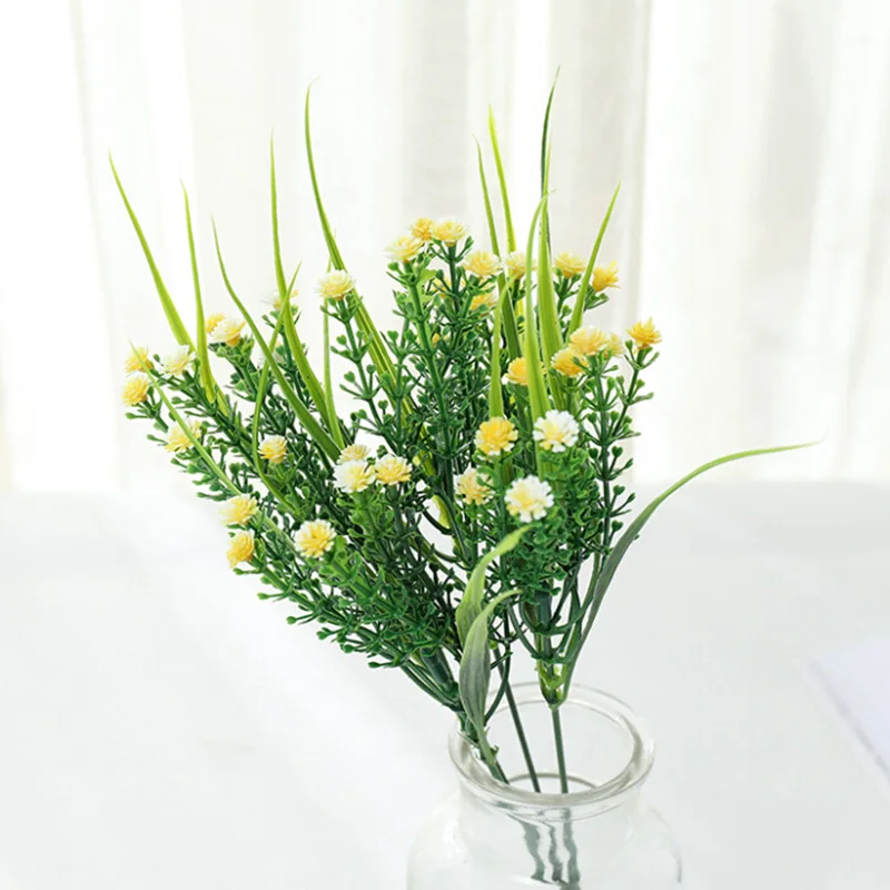 Искусственные цветы Babysbreath с зеленой пластиковой травой растения для свадебного