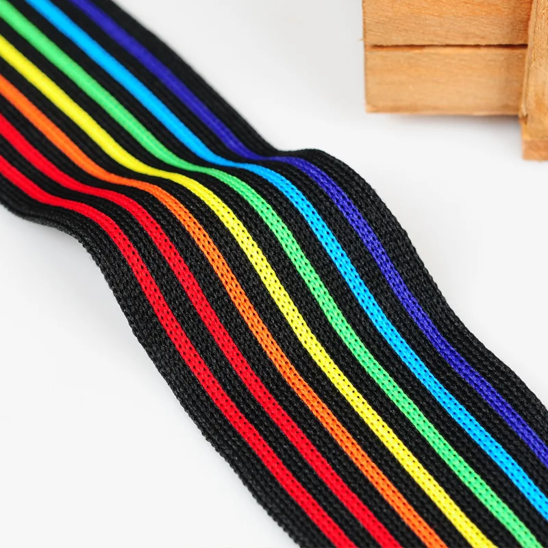 

3M Rainbow Stripe Elastic Bands 40MM Elastic Ribbon Belt Clothing Bags Trousers Elastic Rubber Webbing DIY Sewing Accessories