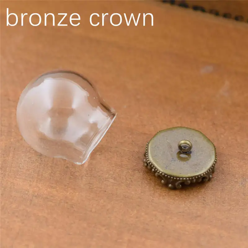 bronze hanger crown 5 компл. 20*15 мм полый стеклянный глобус с установкой база бусины крышка набор orb Стеклянные Флаконы подвеска в форме стеклянной бутылки ювелирные изделия кулон - Окраска металла: bronze hanger crown