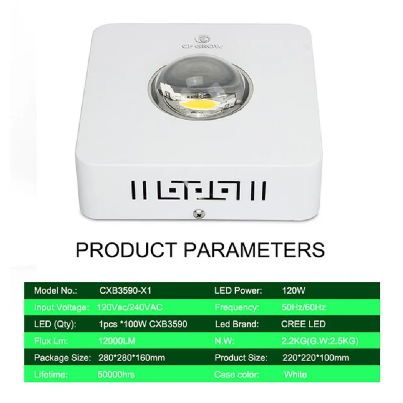 100W CREE CXB3590 100W 200W COB светодиодный свет для выращивания всего спектра 26000LM = HPS 400W лампа для выращивания домашняя игровая палатка Гидропоника роста растений - Испускаемый цвет: 100W