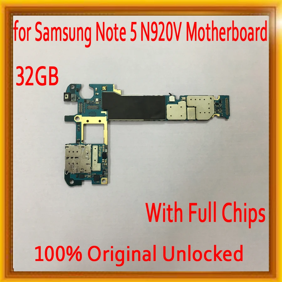 Оригинальная разблокированная материнская плата для Samsung Galaxy Note 5 N920V с ОС 32 ГБ 100%