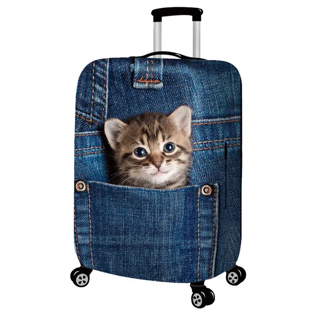 G-Dark blue cat HMUNII, 3D принт, аксессуары для путешествий, Чехол для багажа, 18-32 дюймов, чемодан, эластичные защитные чехлы на колесиках, пылезащитный чехол - Цвет: G-Dark blue cat