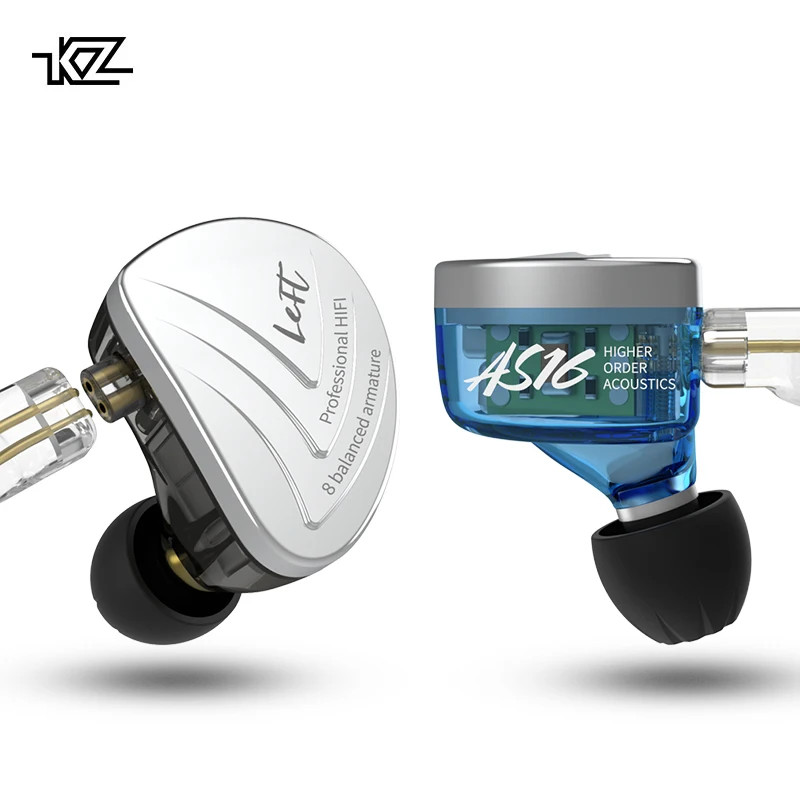 KZ AS16 8BA драйвер в ухо наушник 8 сбалансированная арматура HIFI монитор сценический