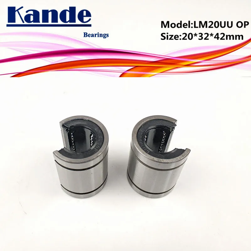 Kande подшипники 2 шт. LM20OP LM20UUOP LM20UU OP линейные подшипники открытого типа ЧПУ линейная втулка LM20OP 20*32*42 мм