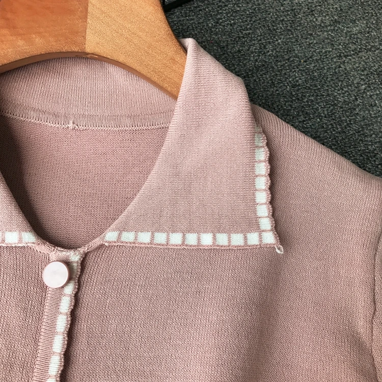 ALPHALMODA трикотажное платье с воротником поло коротким рукавом однобортное высокой