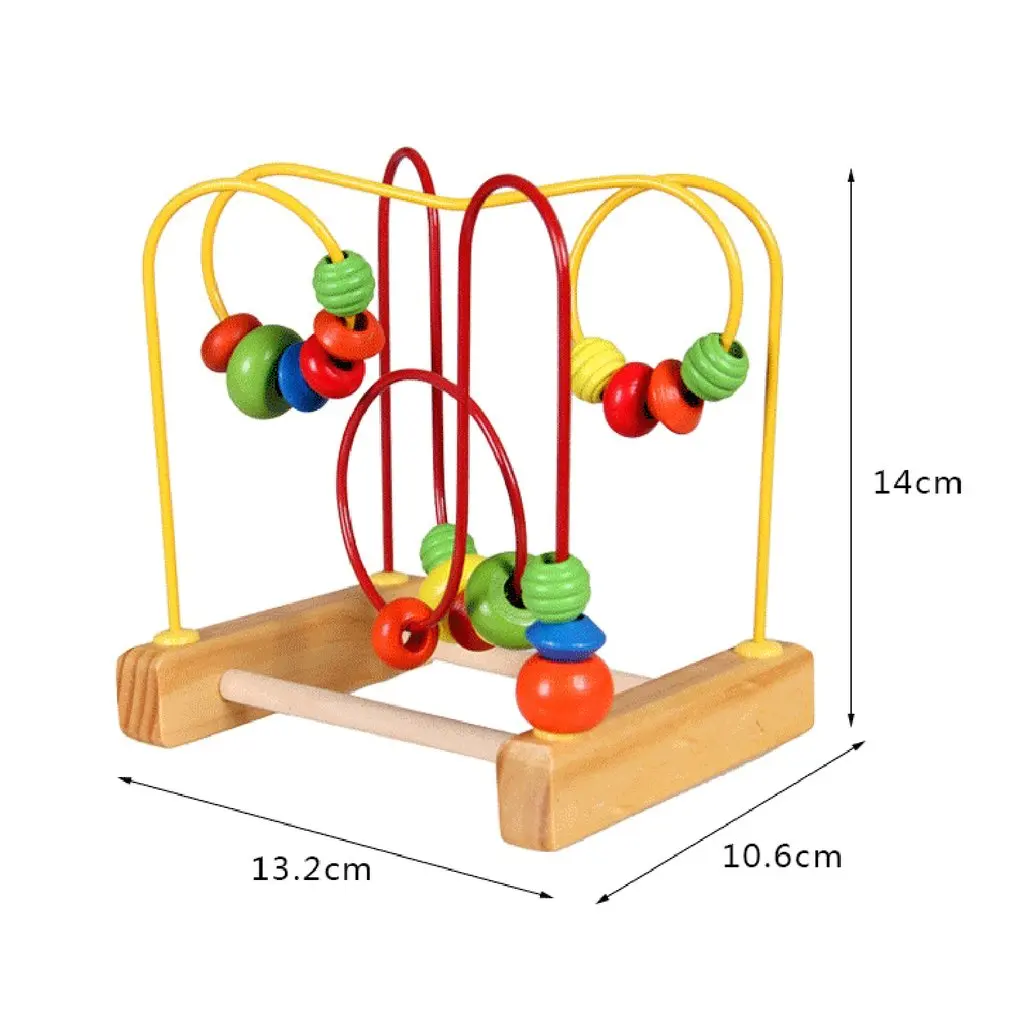 Mini laberinto de alambre de cuentas de madera colorido para ni&ntilde;os, juguete educativo interactivo para desarrollo de beb&eacute;s-5