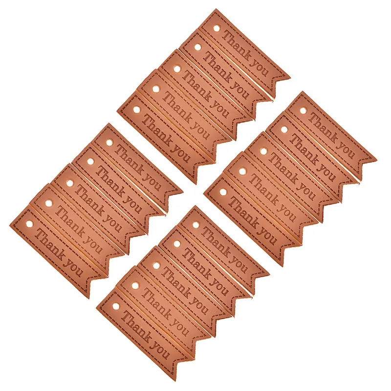 Thank you 20 шт. бирки ручной работы из искусственной кожи, бирки с надписью, тисненые этикетки для одежды, DIY Швейные аксессуары для одежды - Цвет: Thank you