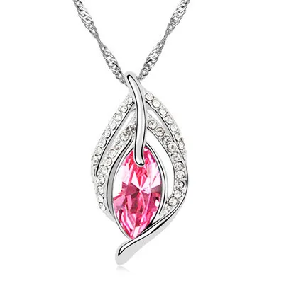 Австрийский кристалл лист перо кулон дизайн модные ювелирные изделия подарок