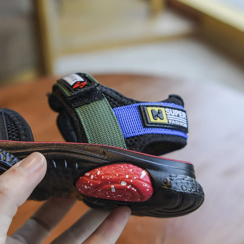 2019 Новые Летние черные модные спортивные сандалии для мальчиков детская мягкая