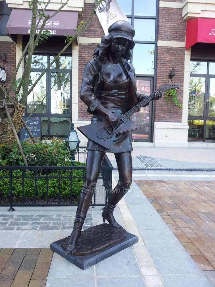 City sculpture female electric guitar music figure bronze statue of Craft Hotel decoration outdoor decor | Дом и сад