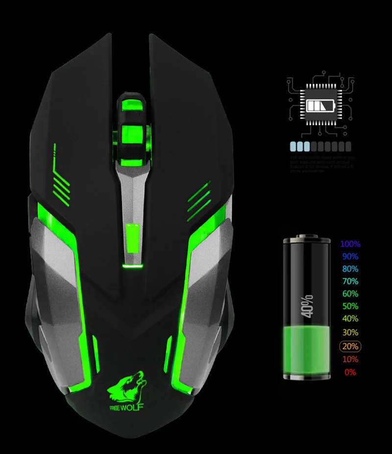 Новая беспроводная игровая мышь 2 4 ГГц USB 3D wheel 1200 DPI 6 клавиш X7 зарядка Бесшумная