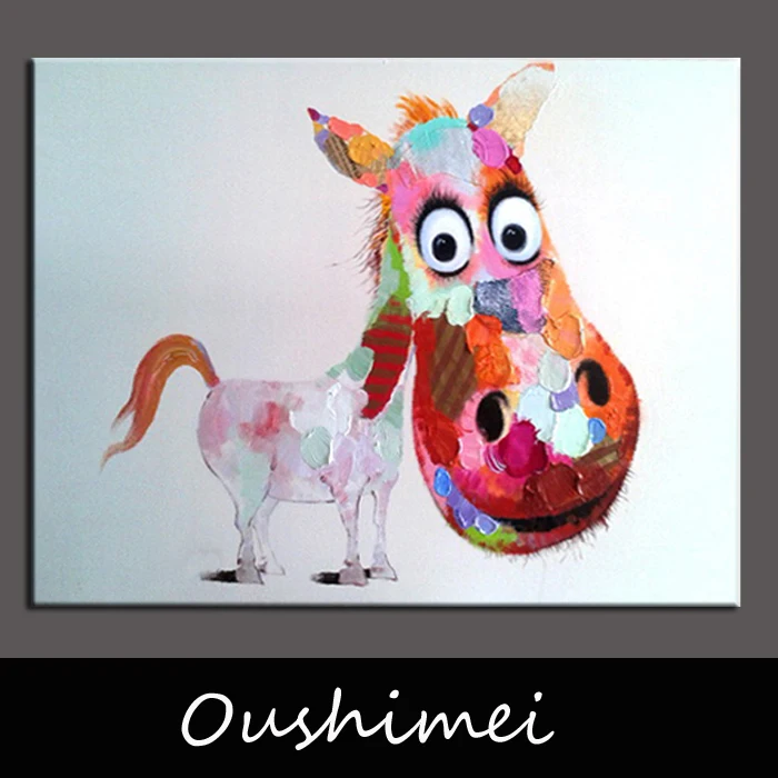 Ручная роспись милый пони искусство на стену красота забавные животные домашний