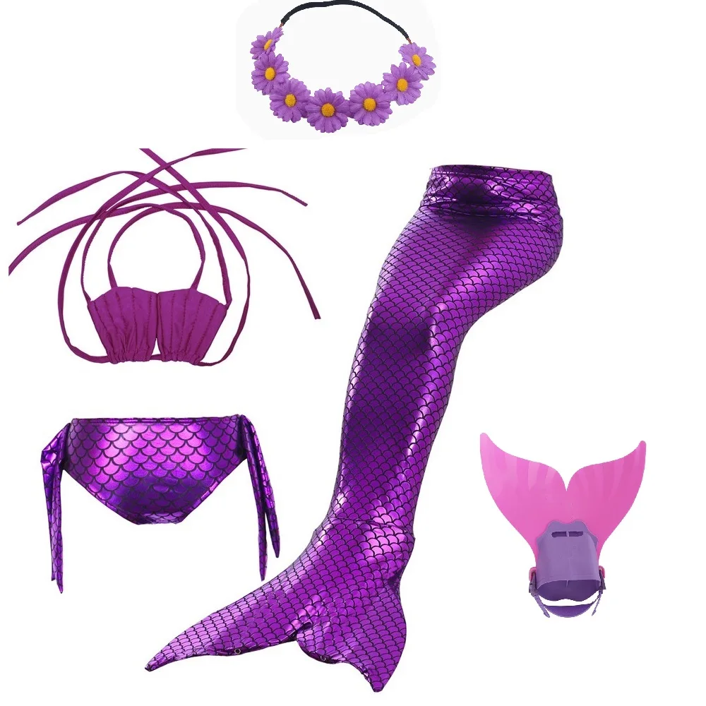 Купальный костюм русалки для девочек комплект с хвостом топ высокой талией