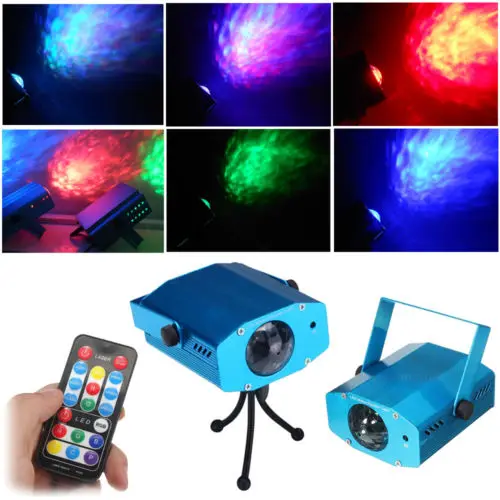 AOBO Lighting IR Remote 3W RGB LED Water Wave Ripple Effect Stage Light lighting Laser Projector with Mini Tripod for Party Show | Лампы и