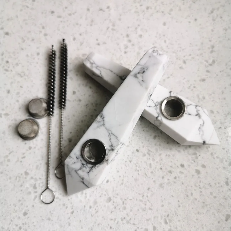 

Natural white turquoise crystal stone howlite smoking pipe !