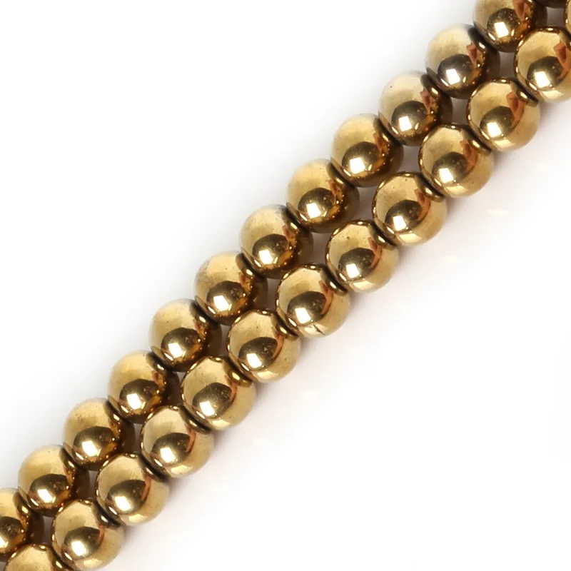 wholesale Natural Stone Gold/ Black /Mixed Plated Hematite Beads 8 MM 16&quot Per Strand Round Loose Bead for DIY Necklace | Украшения и