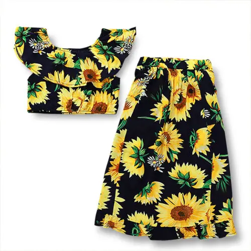 2 шт. детский топ с подсолнухами и юбка-шорты | Мать ребенок
