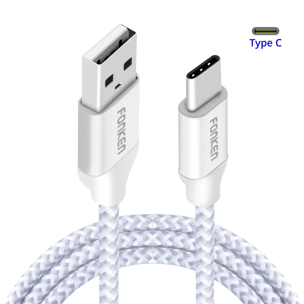 FONKEN кабель usb type-C Quick Charge type USB C 2,0 телефонный кабель 2 м 3 м 3 А шнур для быстрой зарядки данных для внешнего аккумулятора мобильных кабелей - Цвет: Type C White