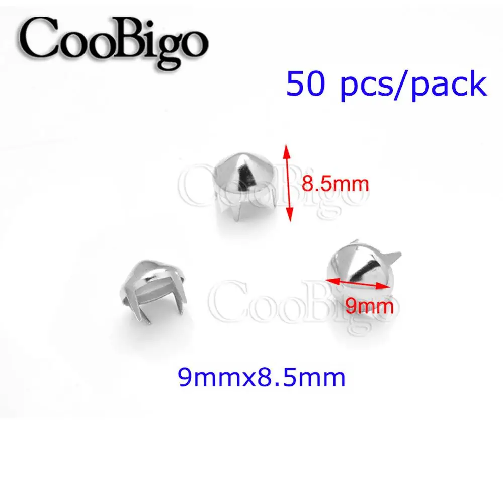 9x8.5mm Silver50pcs Mult размеры никель конус заклепки шипы шпильки для панк Рок одежды сумки ремни обувь Кожа ремесло одежда DIY Швейные аксессуары - Цвет: 9x8.5mm Silver50pcs