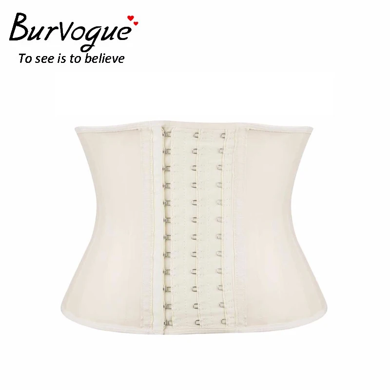 

Burvogue Women Corset Black Underbust Latex Waist Corset And Bustiers Slimming 25 Steel Bone Waist Cincher Firm Control