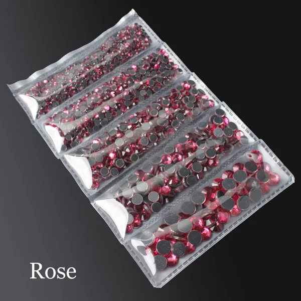Rose 2000 шт разные размеры Горячая фиксация Стразы SS6-SS30 5 размеров отдельная упаковка с плоской задней частью камни - Цвет: Rose