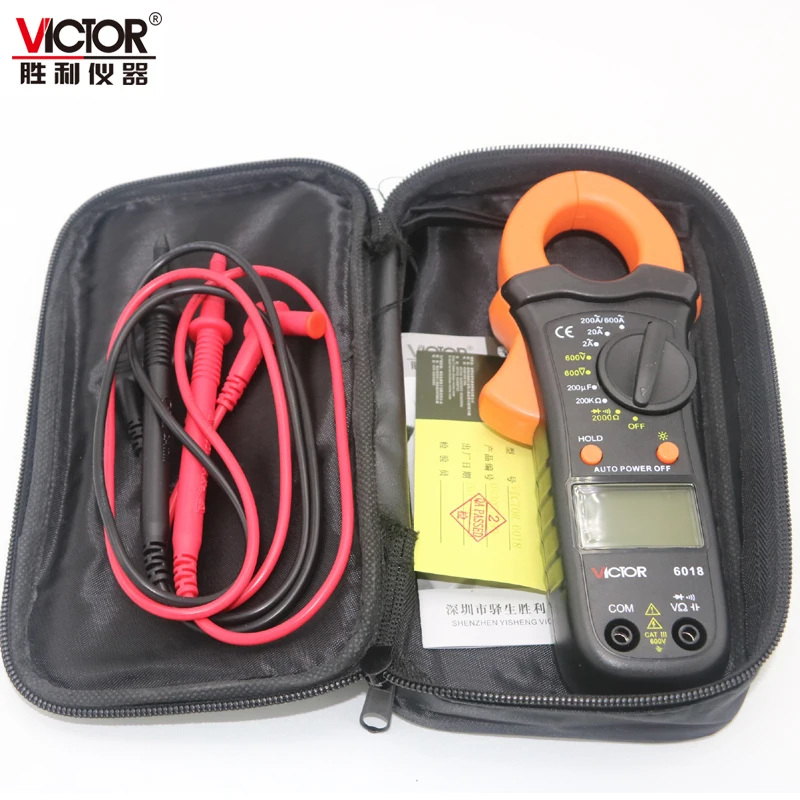 Оригинальный мультиметр Victor VC6018 клещи цифровой амперметр 2A 600A конденсатор