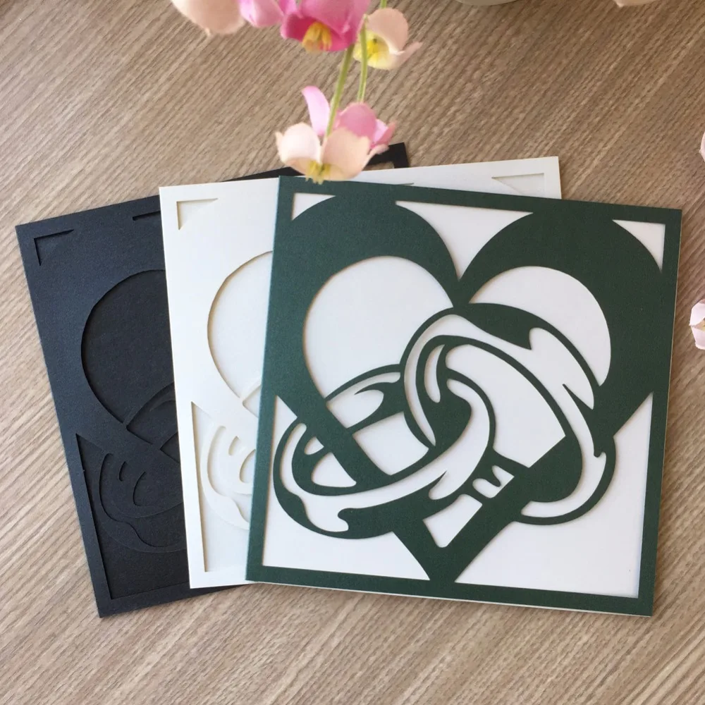 

50pcs Laser Cut Heart Pattern Wedding Card Invitations 2018 Birthday Cards Gift Card Greeting Blessing Card