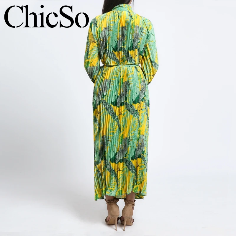 Женское шифоновое платье MissyChilli элегантное зеленое плиссированное с длинным