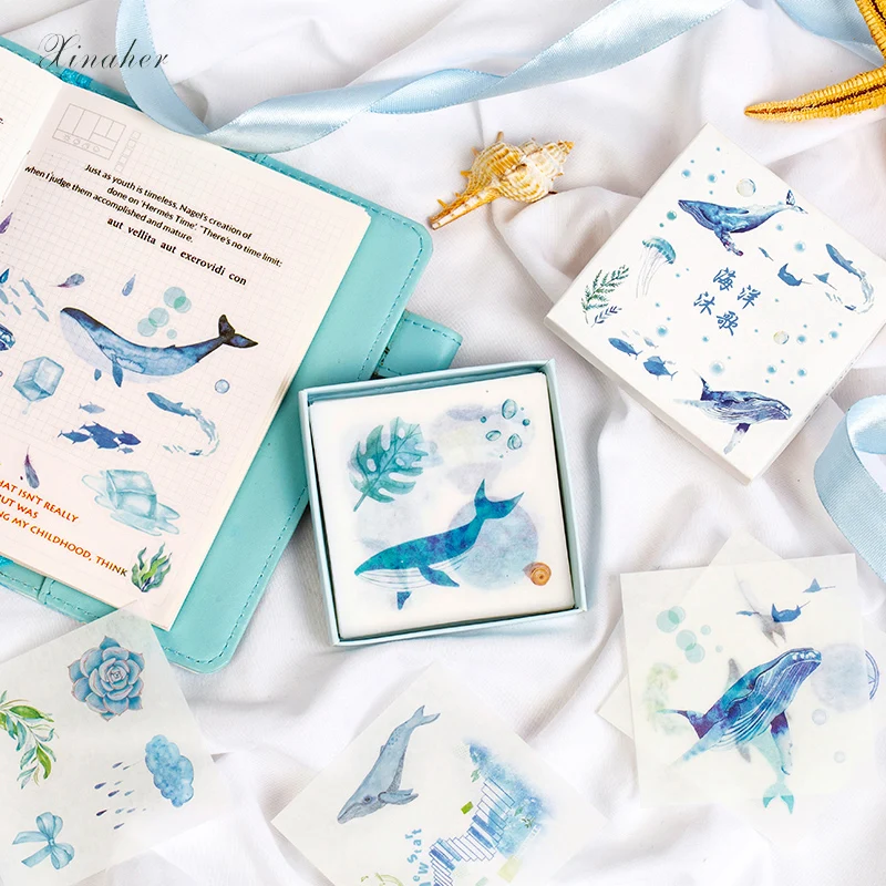XINAHER 50sheets/Bag sea animals flower plant life paper sticker package DIY diary decoration sticker album scrapbooking