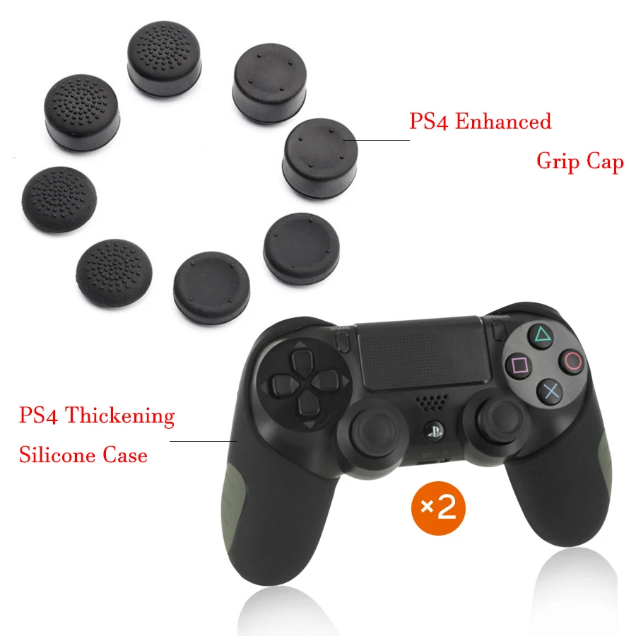 Нескользящий Силиконовый чехол для контроллера PS4 защитный геймпада джойстика + 8