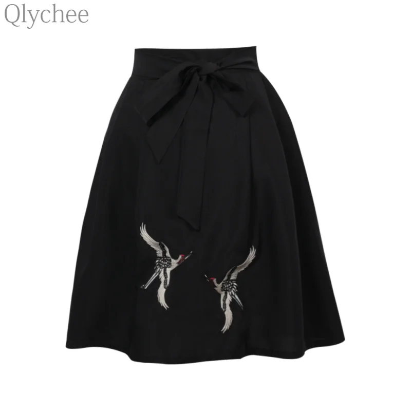 Qlychee Harajuku кран кардиган эластичный пояс мини юбка Drawsing три четверти рукав для
