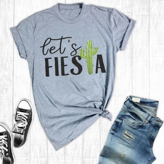 Футболка с надписью Lets Fiesta футболка дизайном кактус праздничная Tequila Drinko
