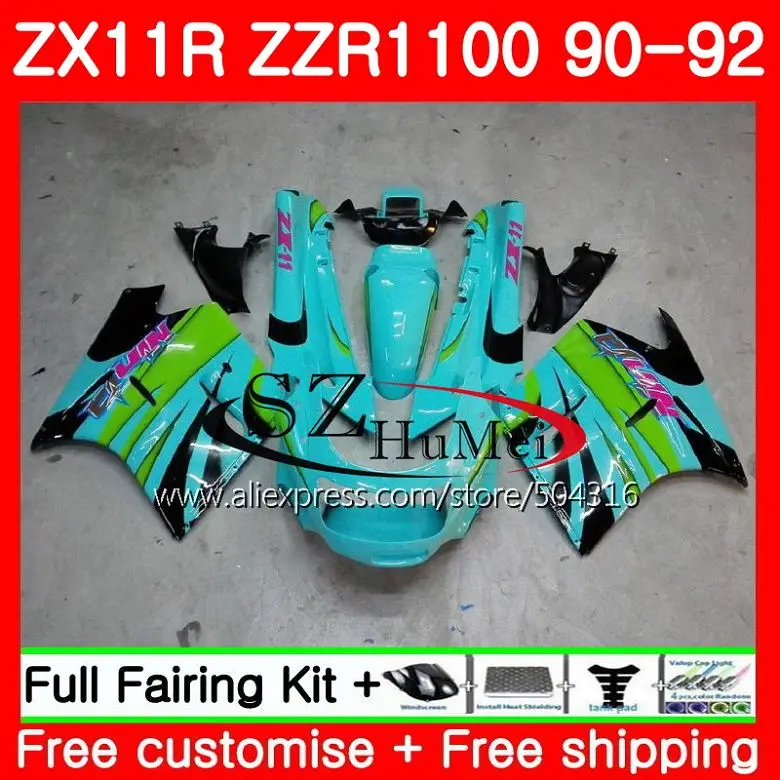 

Корпус для KAWASAKI NINJA ZZR1100 ZX11R ZX-11R ZZR 1100 5SH.10 ZX11 ZX11R 90 91 92 ZX 11R голубой 1990 1991 1992 комплект обтекателей