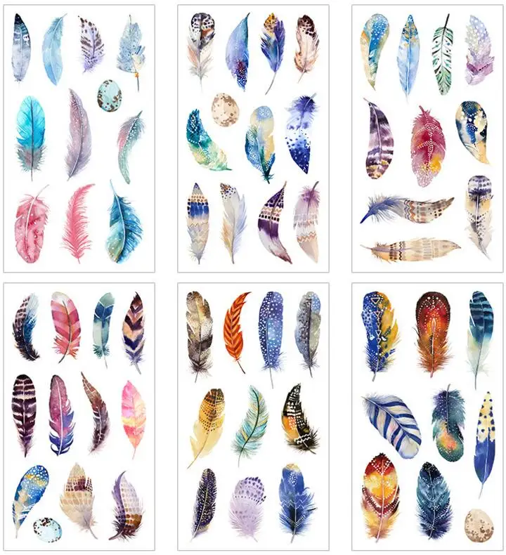 feather Стикер природы, ежедневное украшение, лист акулы, модная девушка, наклейка для скрапбукинга, поставка, дневник, наклейка s, вкусная еда, липкий старец - Цвет: feather