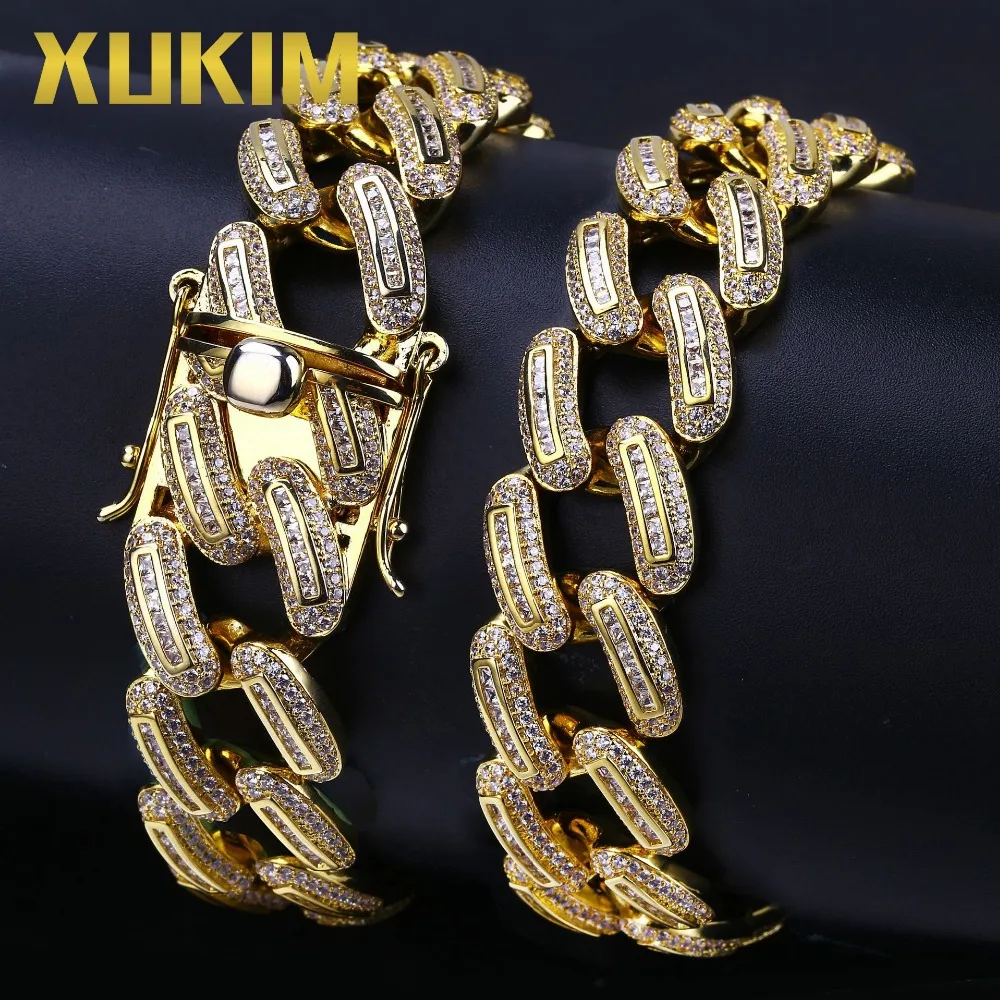 Xukim ювелирные изделия панк золотого цвета Майами кубинская цепочка AAA CZ