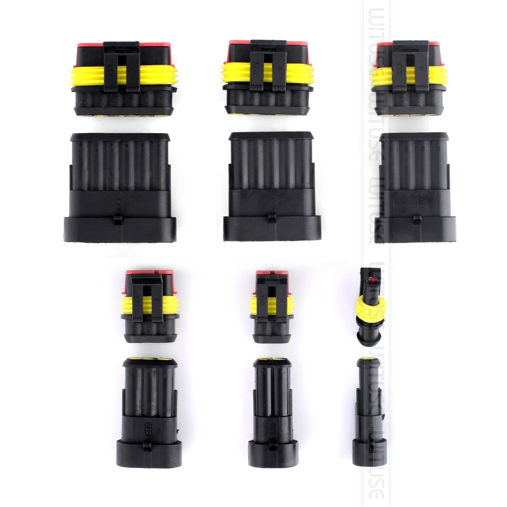 

5 Kits 1/2/3/4/5/6 Pin Way Male Female Sealed Waterproof Automotive/Marine Electrical Wire Connector Plug Set Car Truck Kit