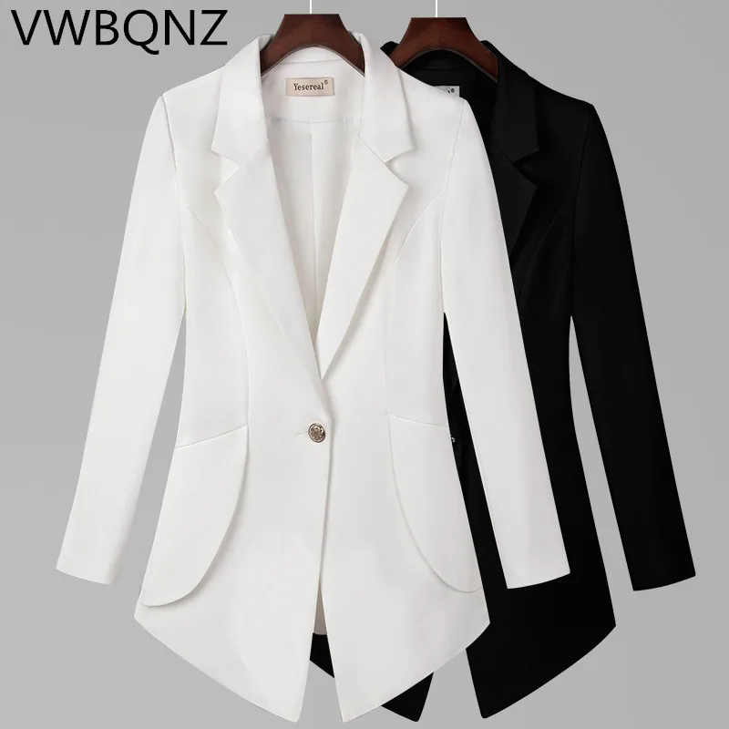 

Spring Autumn OL professional casual blazer slim long-sleeve Single button elegant female coat solid casual Big size suit jacket