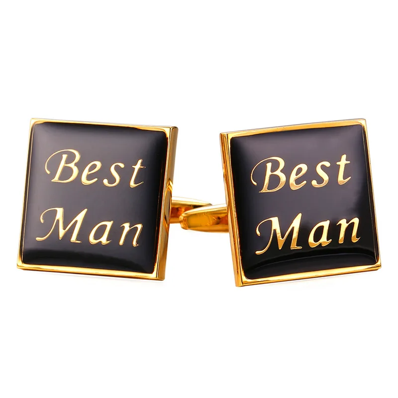 

Kpop 'Best Men' Mens Cuff Link Gold Color With Enamel Cufflinks For Mens Gift Wholesale Cufflinks High Quality Men Jewelry C341