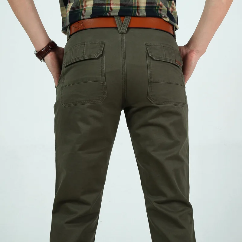 2018 Businessmen Casual Stretch male trousers man long Straight Pure cotton full length pants Black Army Green Khaki plus size | Мужская
