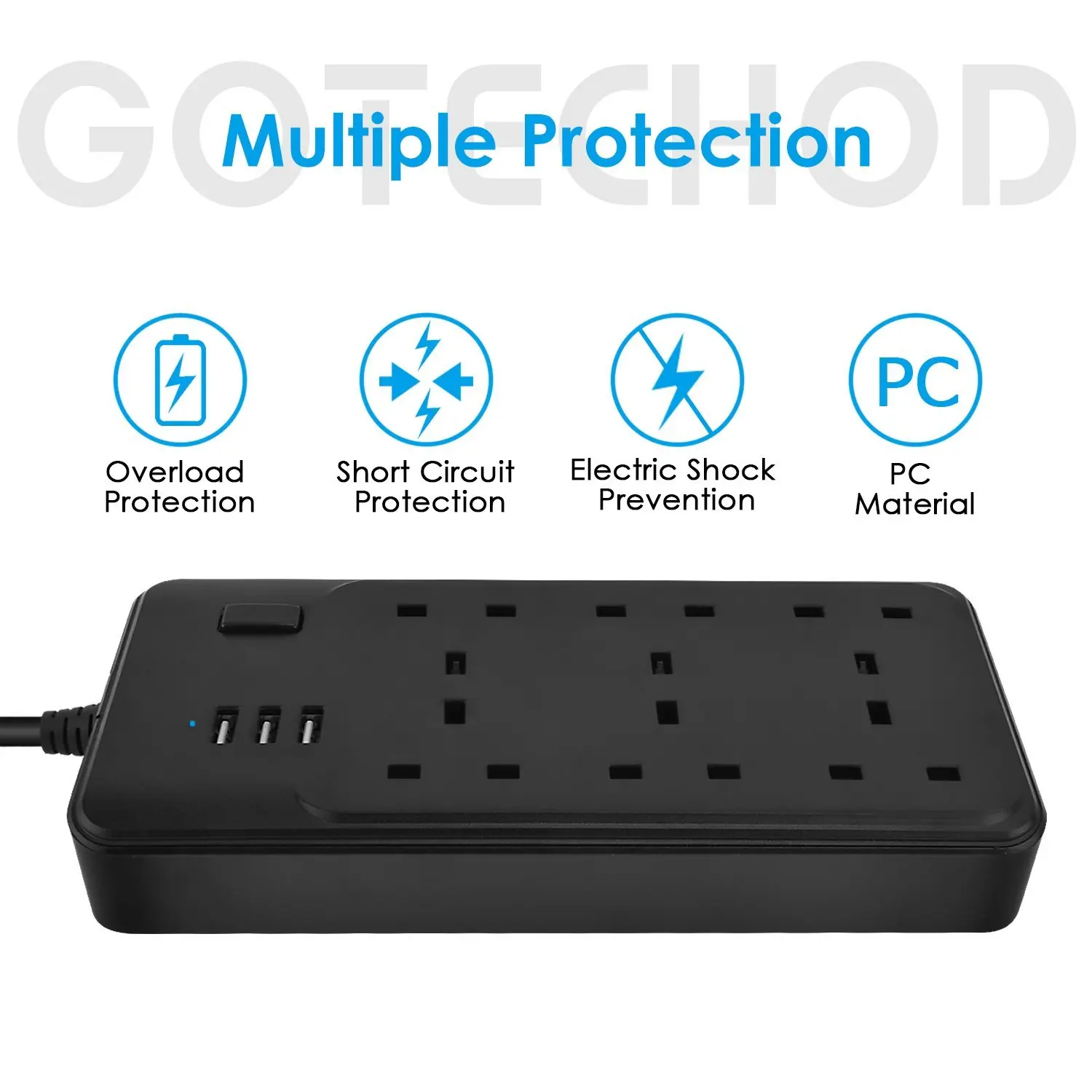Удлинитель адаптер 6 AC UK usb розетки удлинитель Розетка с USB зрядник для защиты от