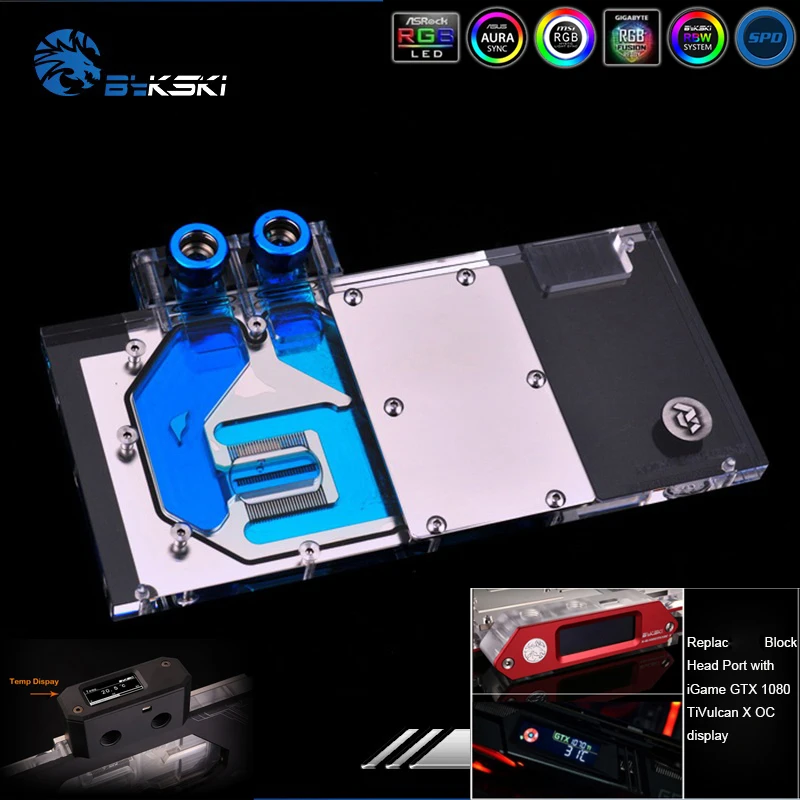 Bykski N IG1080TIVXOC X GPU полностью покрытый блок водяного охлаждения со светодиодной