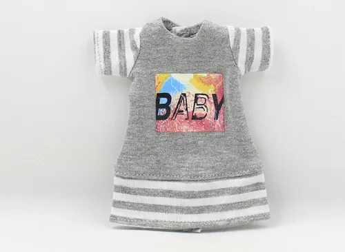 Blyth Doll летнее платье длинная рубашка Полосатое платье - Цвет: gray