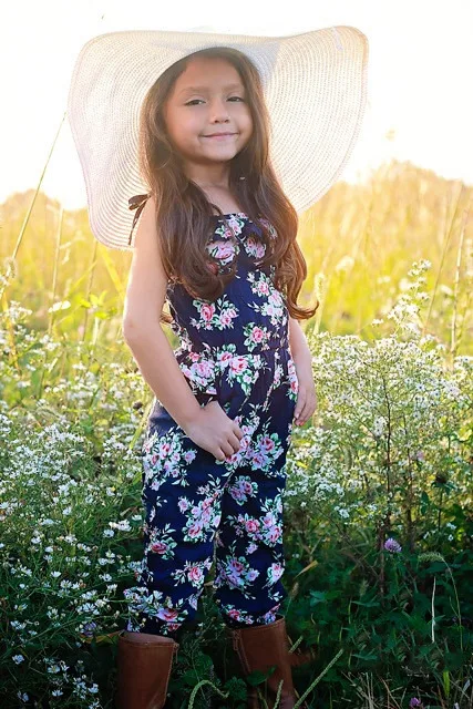 Cute Belt Child Jumpsuit Clothing Girl Summer Outfit Toddler Kids Baby Girls Clothes Sleeveless Romper Flower