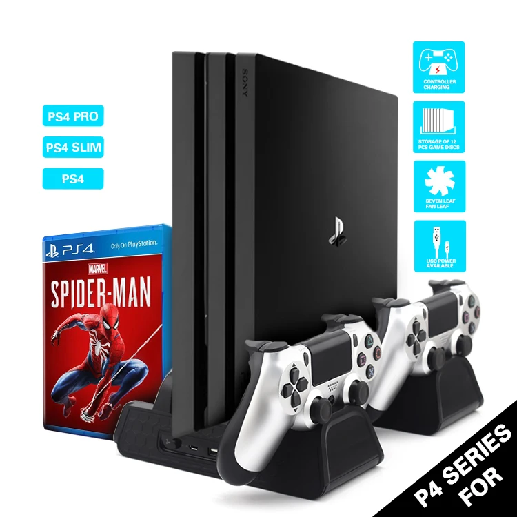 PS4 охлаждающий вентилятор теплоотвод основание вертикальное зарядное устройство Подставка двойной контроллер зарядная док-станция для Playstation 4 PS 4 Pro/Slim аксессуары