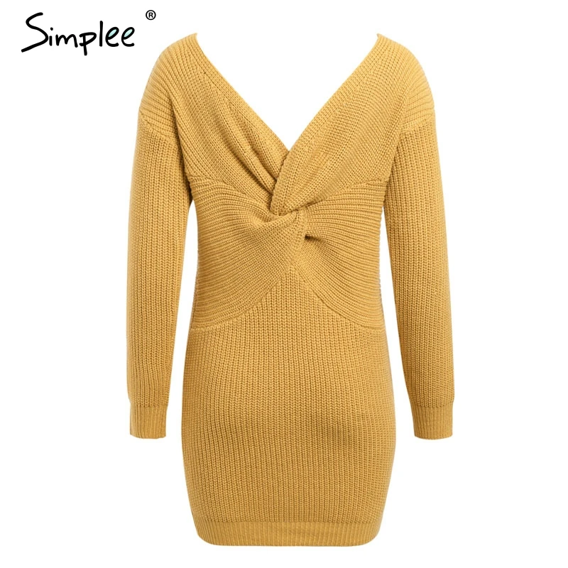 Женское осенне зимнее вязаное платье Simplee модное сексуальное повседневное